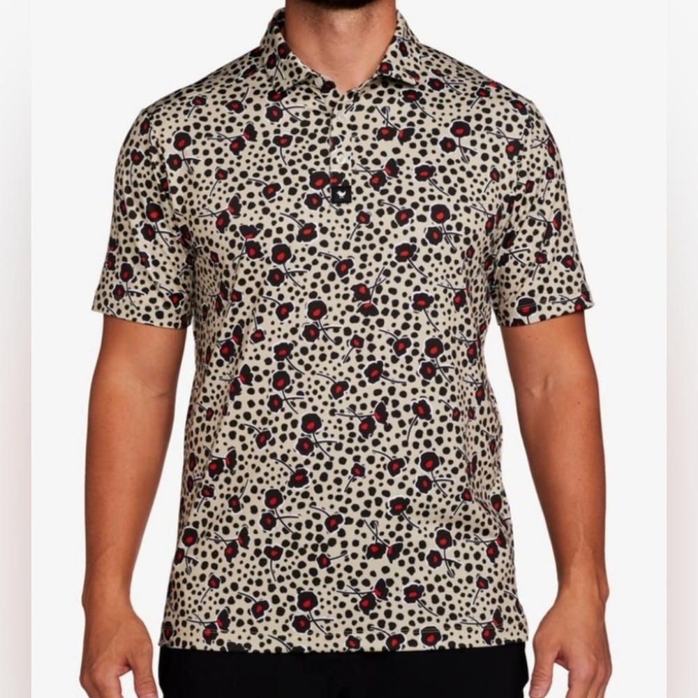 Bad Birdie Cherry Bomb Men Short Sleeve‎ Polo Shirt Size Medium Golf Comfort